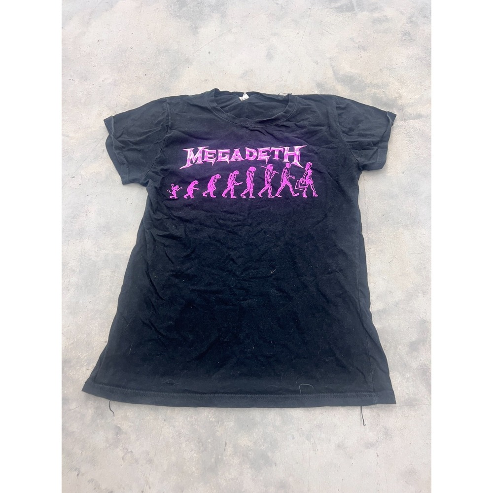 Womens Megadeth Band T-Shirt Large Black Short Sleeve Evolution Graphic Tee